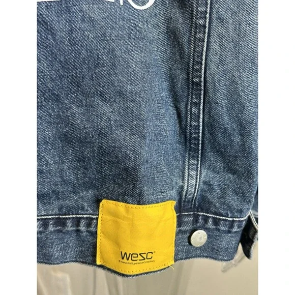 Wesc Denim Trucker‎ Jacket Unisex Mens XL Womens XXL Blue Jean THRILLS Graphic - Picture 8 of 16